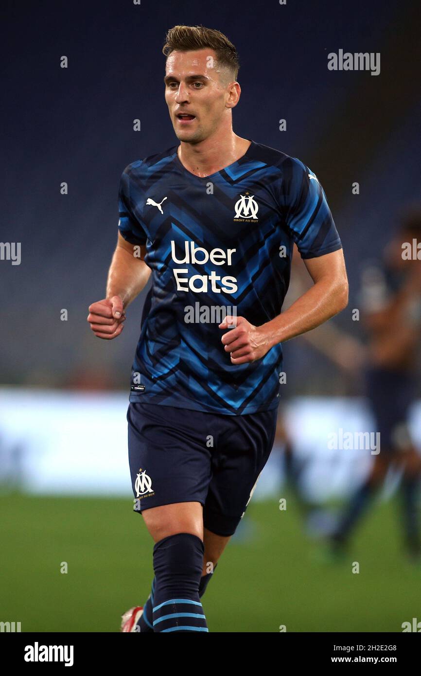 Rome, Italy. 21st Oct, 2021. ROME, Italy - 21.10.2021: A.MILIK (OLY) in action during the Uefa Europe League Group E football match between SS LAZIO VS OLYMPIQUE MARSIGLIA at Olympic stadium in Rome. Credit: Independent Photo Agency/Alamy Live News Stock Photo