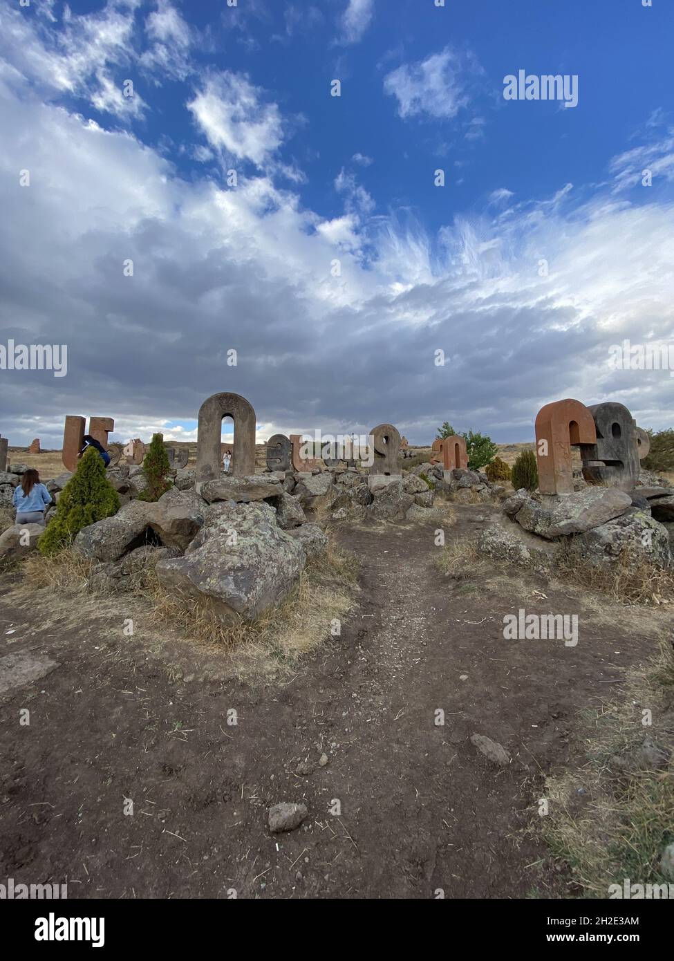 Famous monument of the Armenian alphabet Stock Photo
