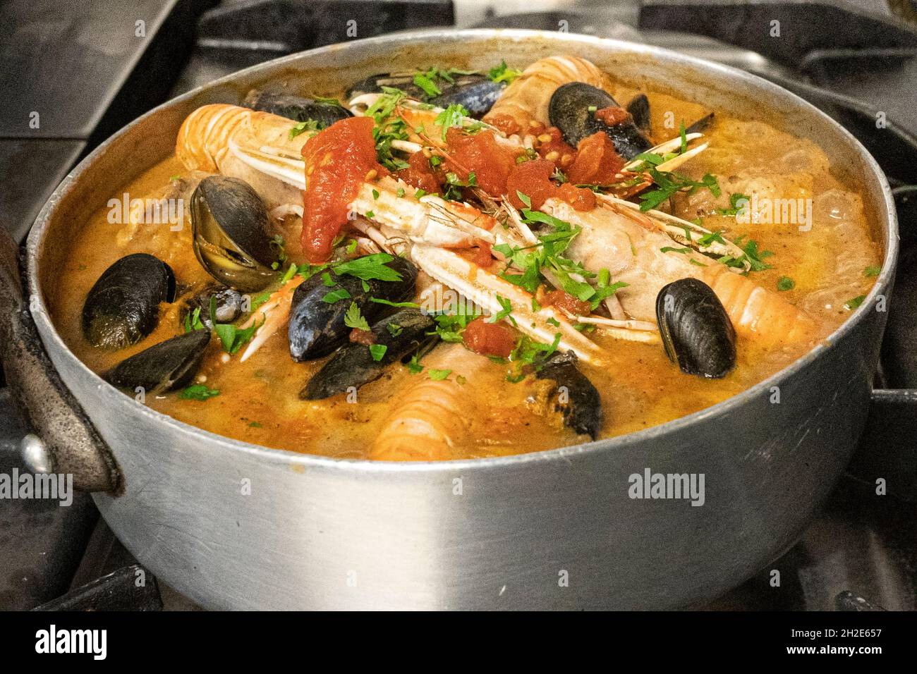 Ttorro or ttoro, the famous fish soup of Ciboure, invented by the grand-father of Michel Niquet, chef of the restaurant Chez Mattin Stock Photo
