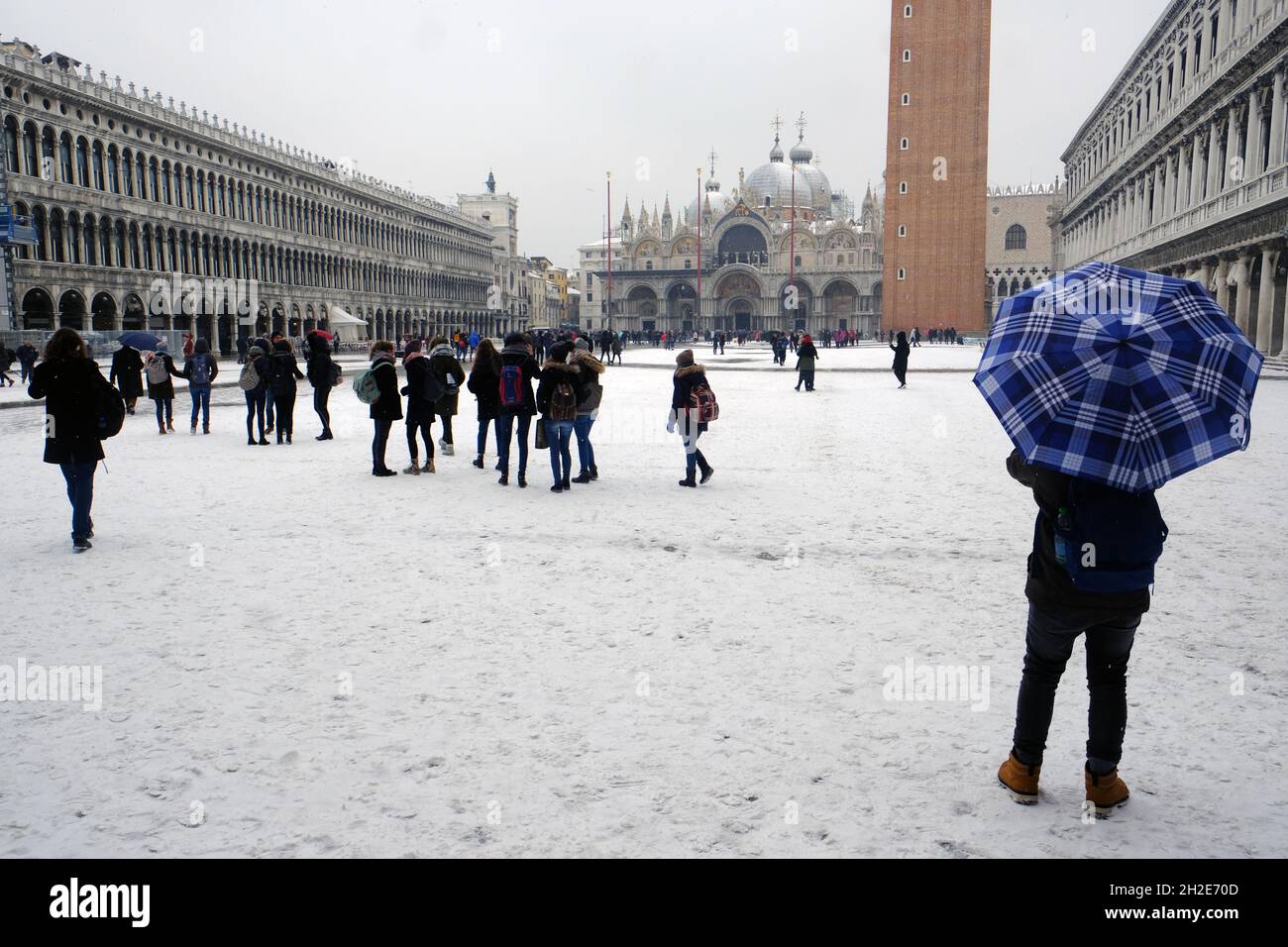 Snow covers the northern Italian city of Venice during its first snow