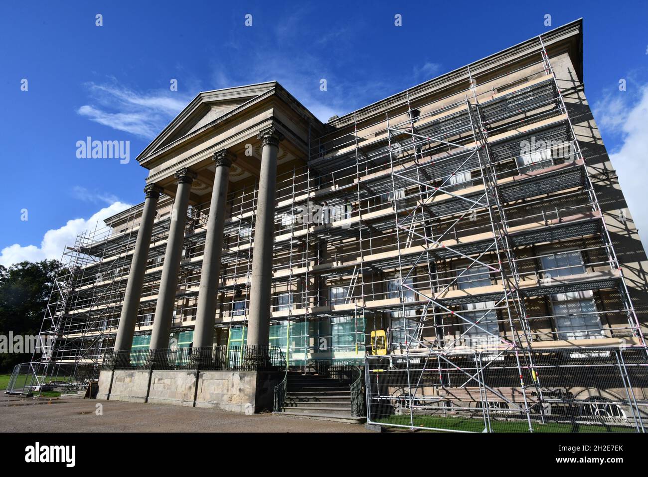 Scaffolding scaffold on stately home house England, Britain, Uk Stock Photo