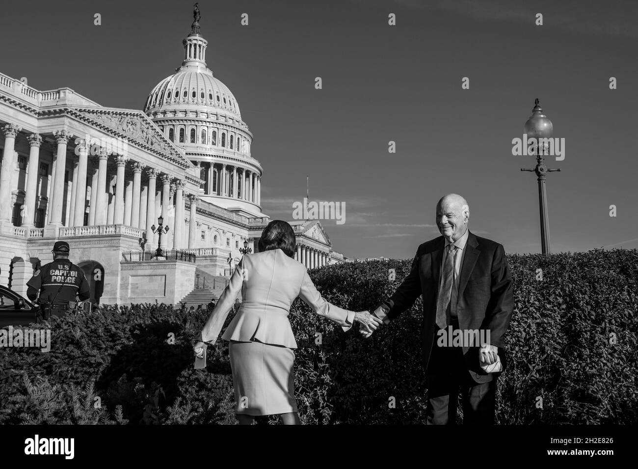 Washington, United States Of America. 21st Oct, 2021. Speaker of the United States House of Representatives Nancy Pelosi (Democrat of California), chats with United States Senator Ben Cardin (Democrat of Maryland) during a press conference on certification of the Equal Rights Amendment at the US Capitol in Washington, DC, Thursday, October 21, 2021. Credit: Rod Lamkey/CNP/Sipa USA Credit: Sipa USA/Alamy Live News Stock Photo