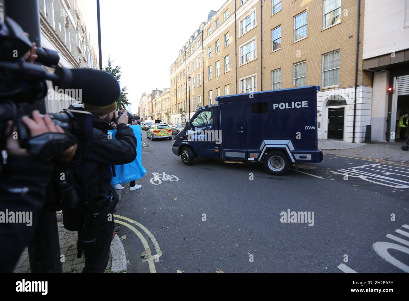 London, England, UK. 21st Oct, 2021. Murder suspect of Conservative MP Sir David Amess, Ali Harbi Ali, leaves Westminster Magistrates court in a van. (Credit Image: © Tayfun Salci/ZUMA Press Wire) Stock Photo
