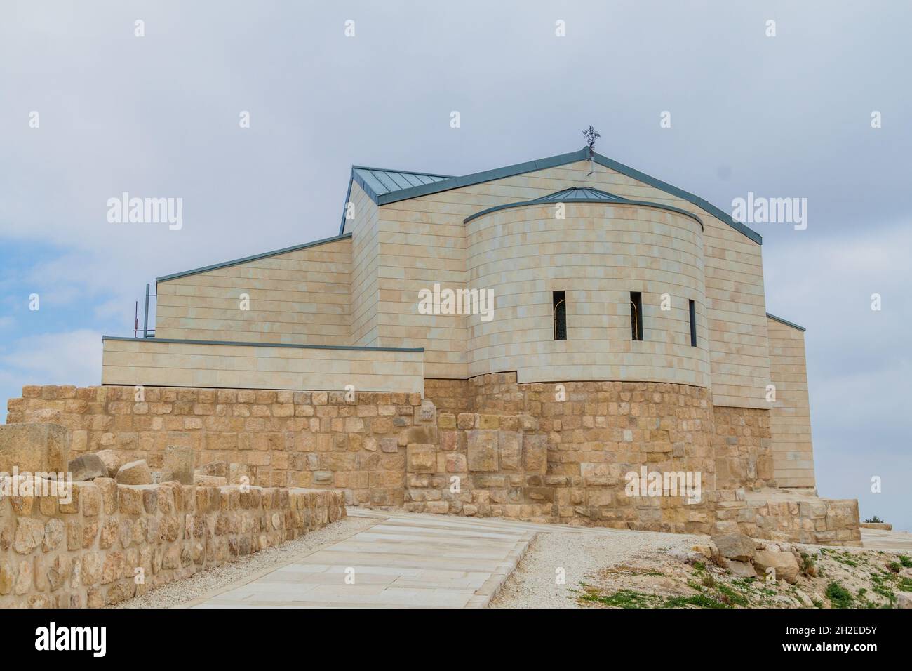 Moses Memorial church at the Mount Nebo mountain, Jordan Stock Photo