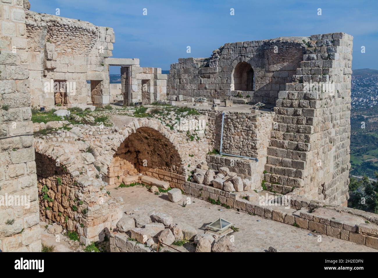 Ruins of Rabad castle in Ajloun, Jordan. Stock Photo