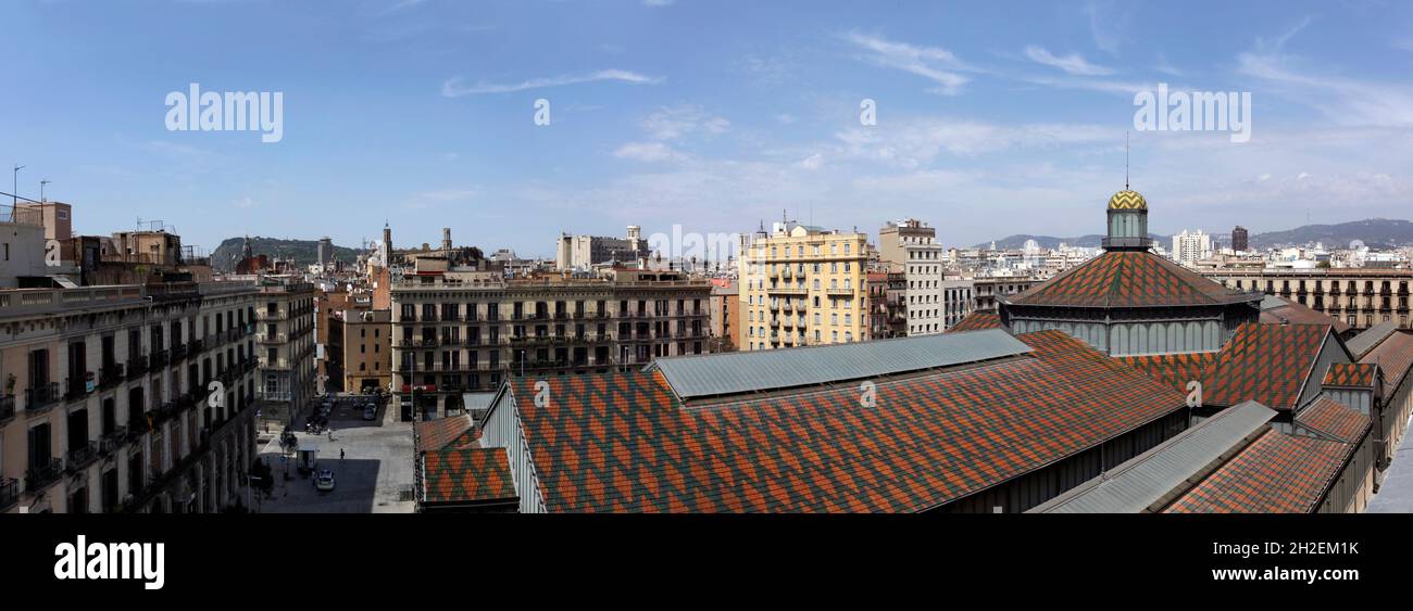 Panoramic view of the Mercat del Born roofs and the Born quarter in Barcelona. Stock Photo