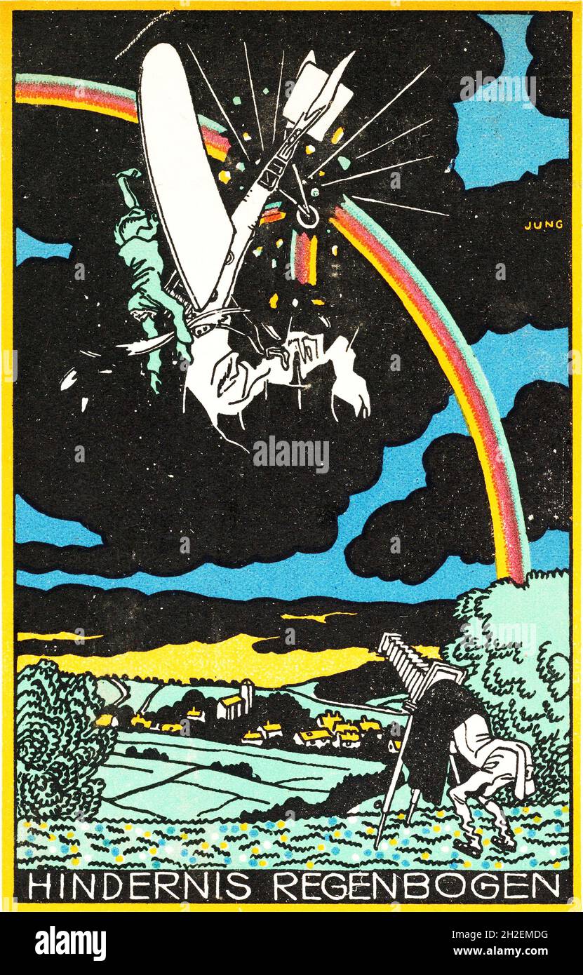 Moriz Jung - Early aviation artwork - Wiener Werkstätte - Rainbow Obstacle Stock Photo