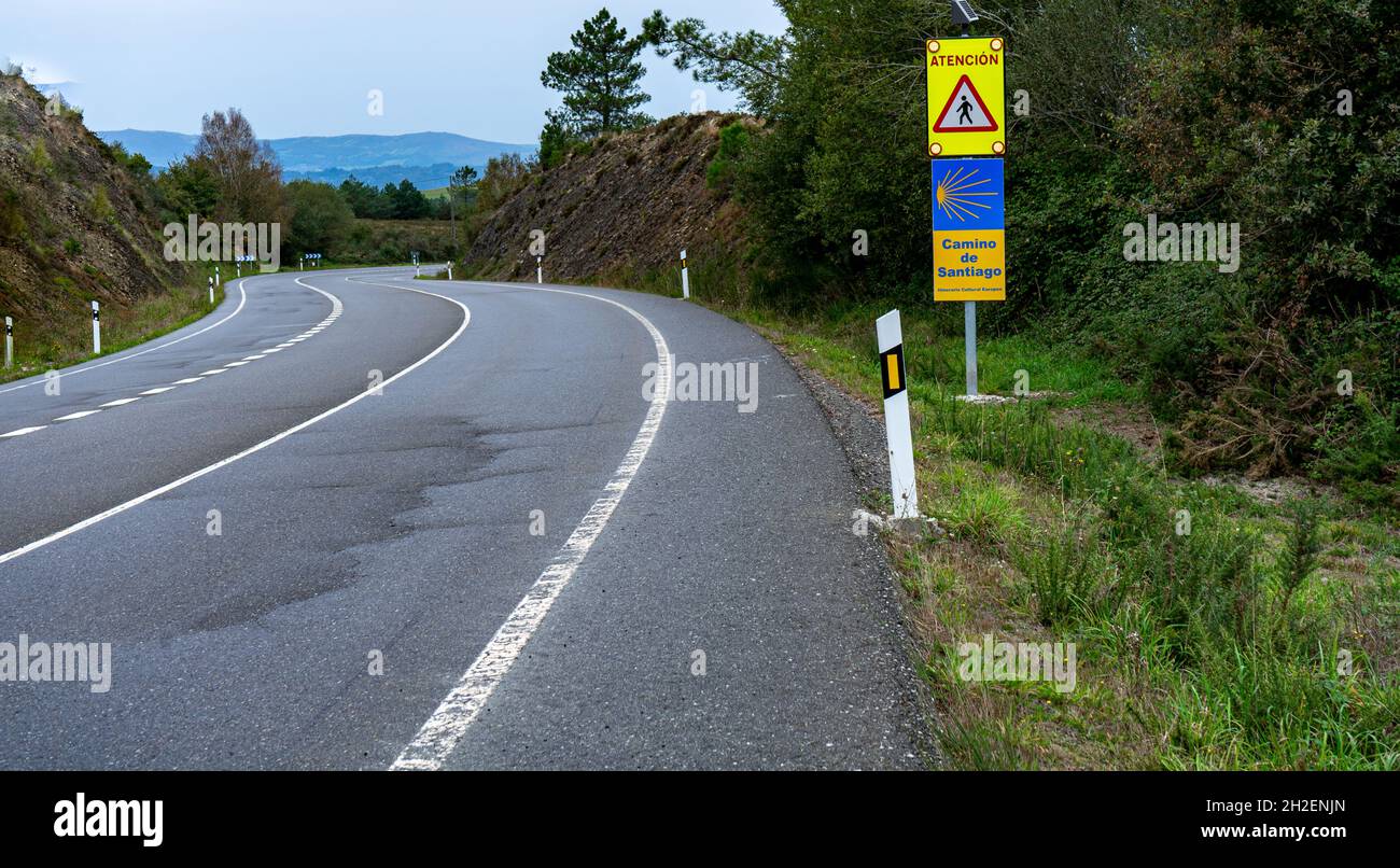 sign of the Camino de Santiago Stock Photo