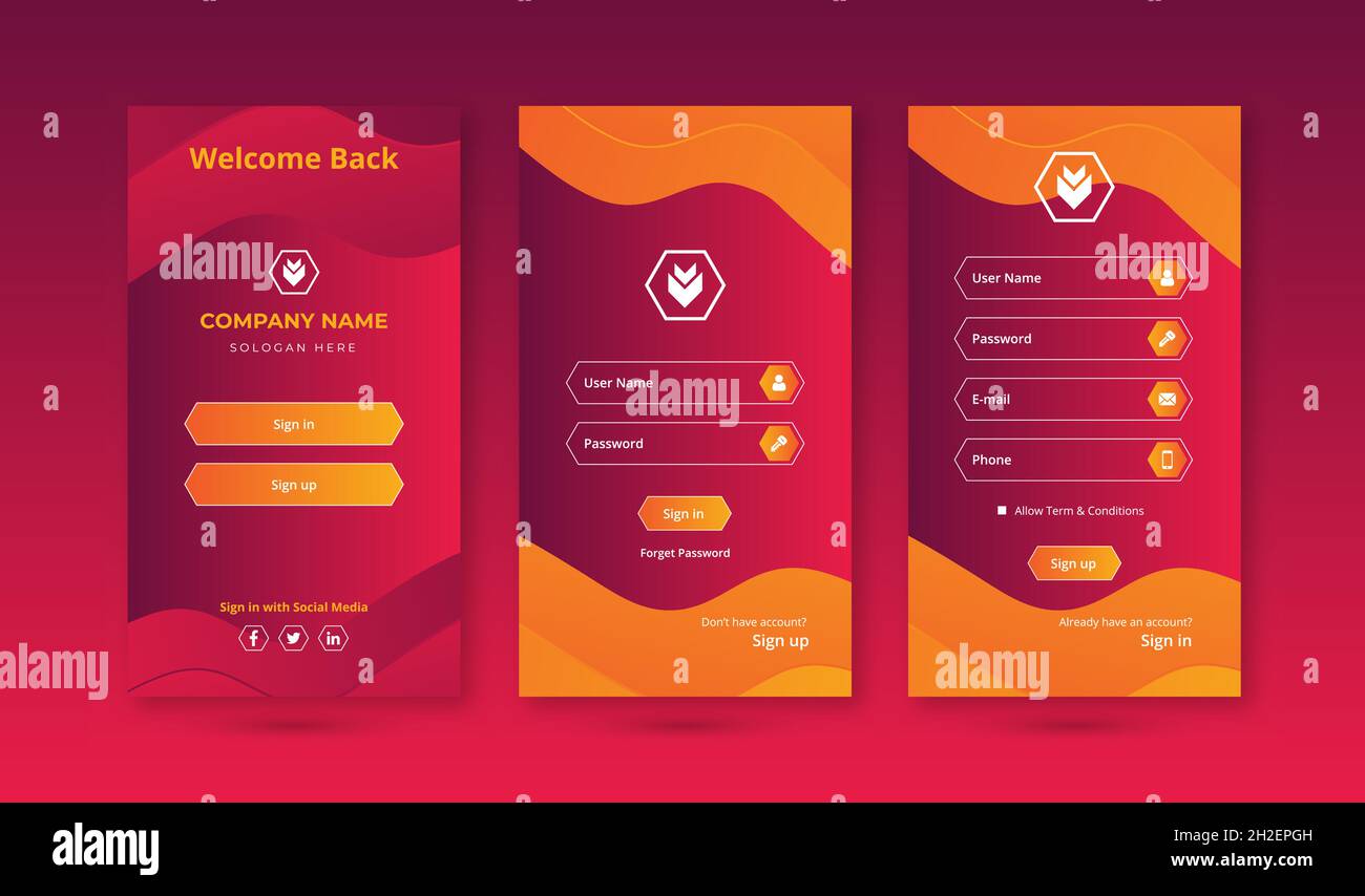 modern & creative welcome signup login screen template Stock Vector ...