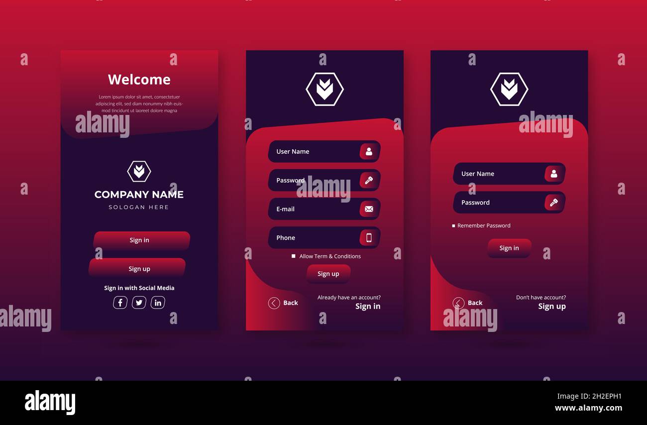 modern & creative welcome signup login screen template Stock Vector ...