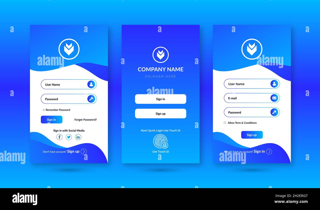 modern & creative welcome signup login screen template Stock Vector ...