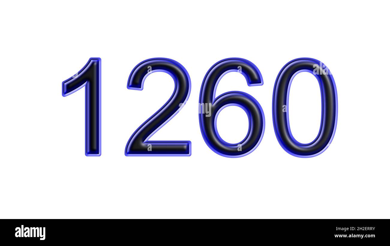 blue 1260 number 3d effect white background Stock Photo