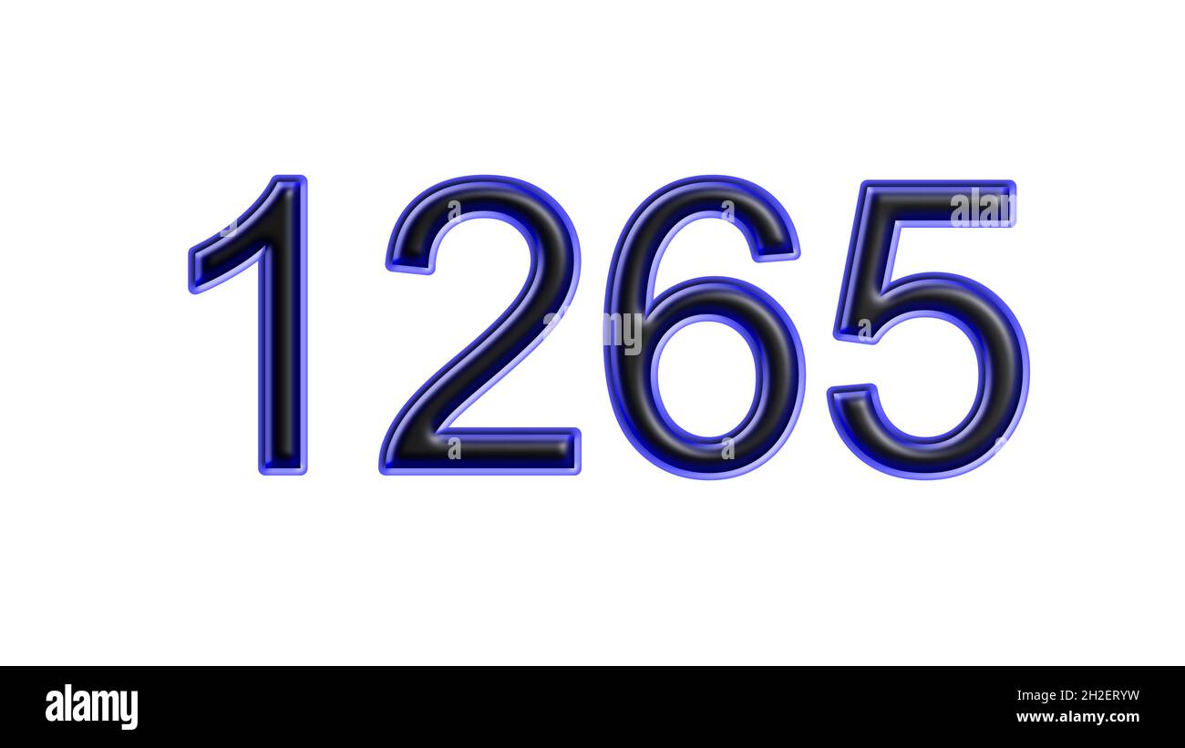 blue 1265 number 3d effect white background Stock Photo