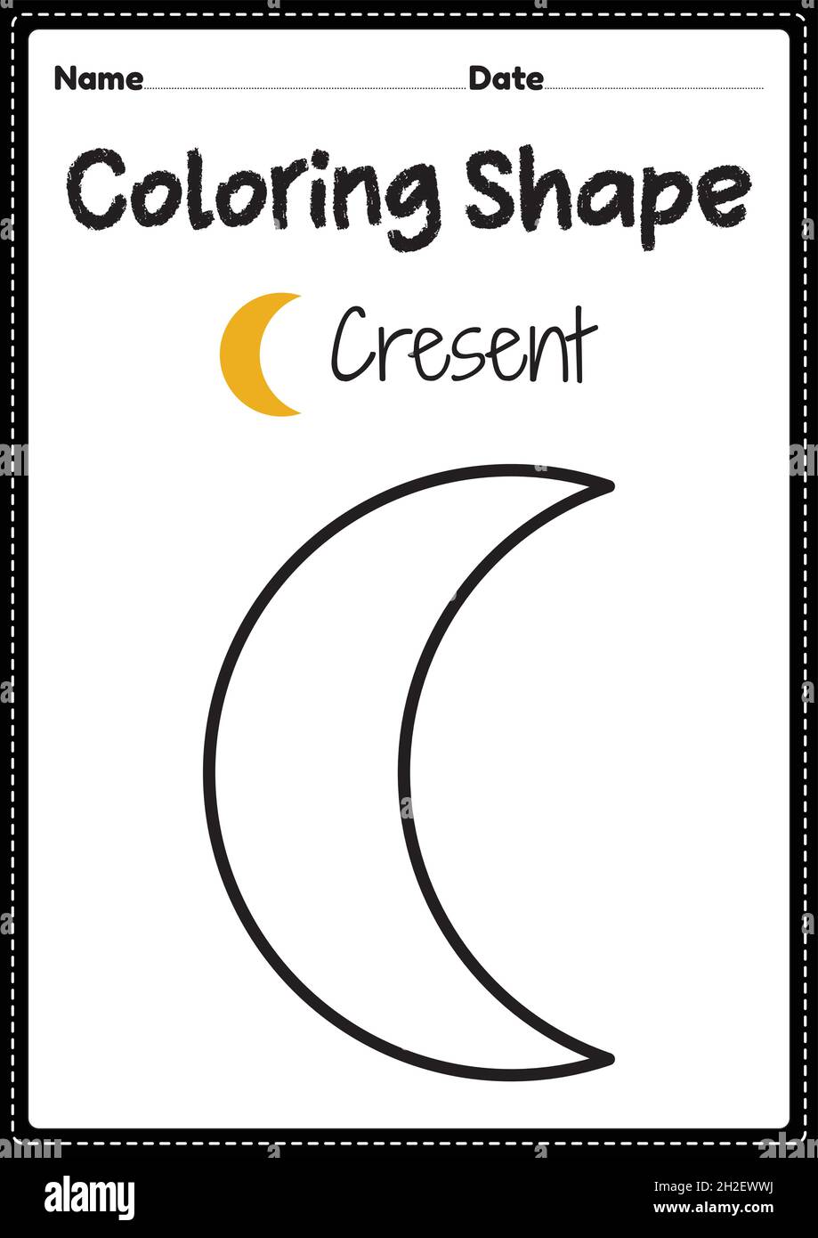 Crescent Coloring Page For Preschool Kindergarten Montessori Kids To 