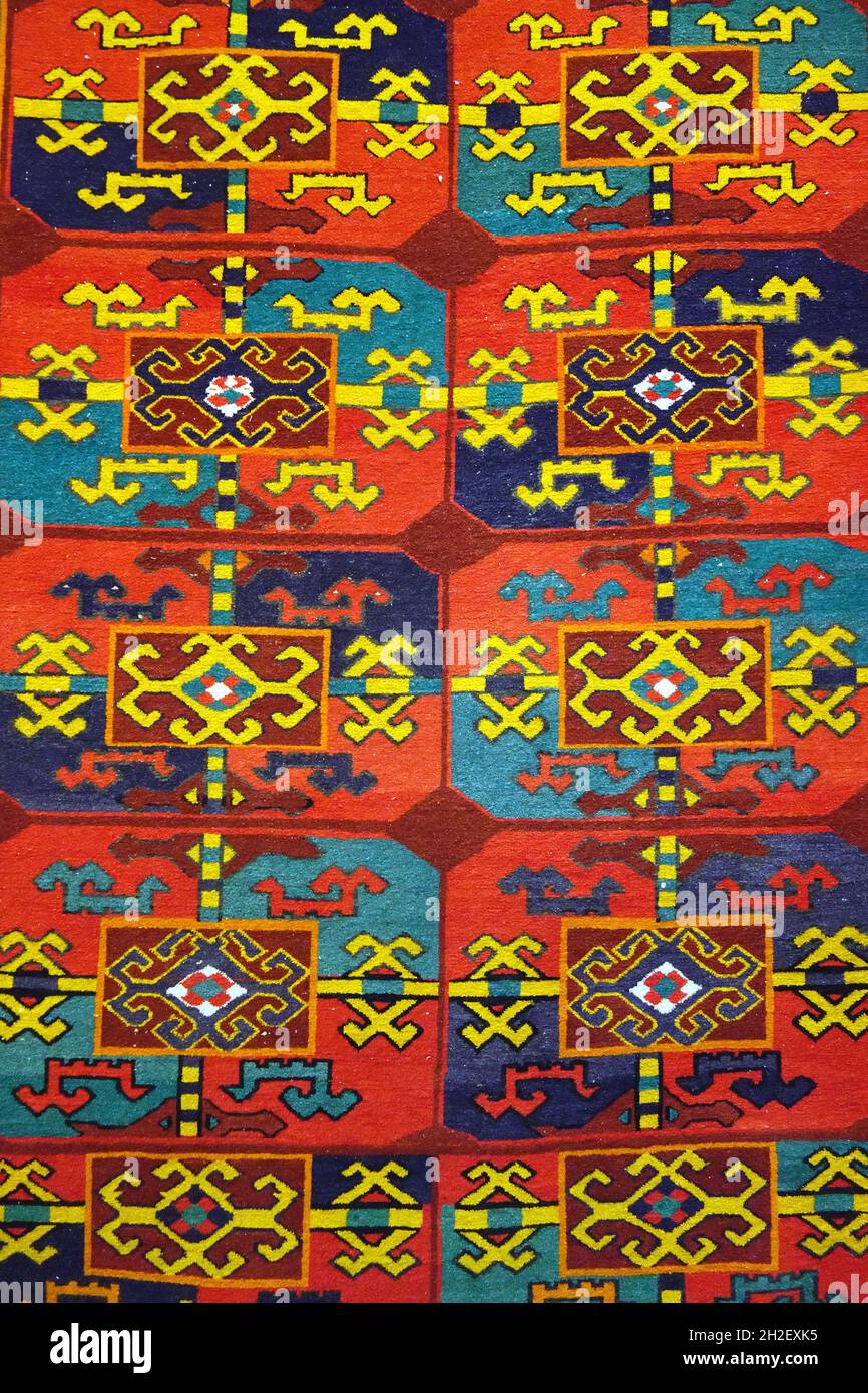 handicraft carpet, State Museum of Applied Arts of Uzbekistan, Oʻzbekiston Respublikasi Amaliy Sanʼati Muzeyi, Tashkent, Uzbekistan, Central Asia Stock Photo