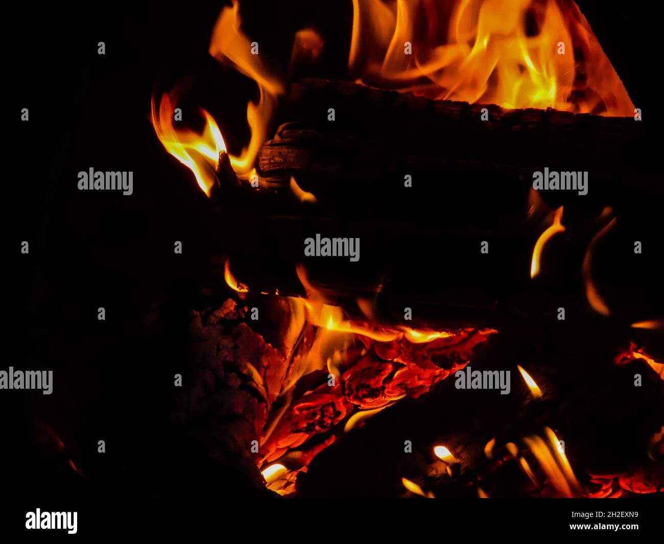 Closeup shot of the bright flames of burning woods Stock Photo - Alamy
