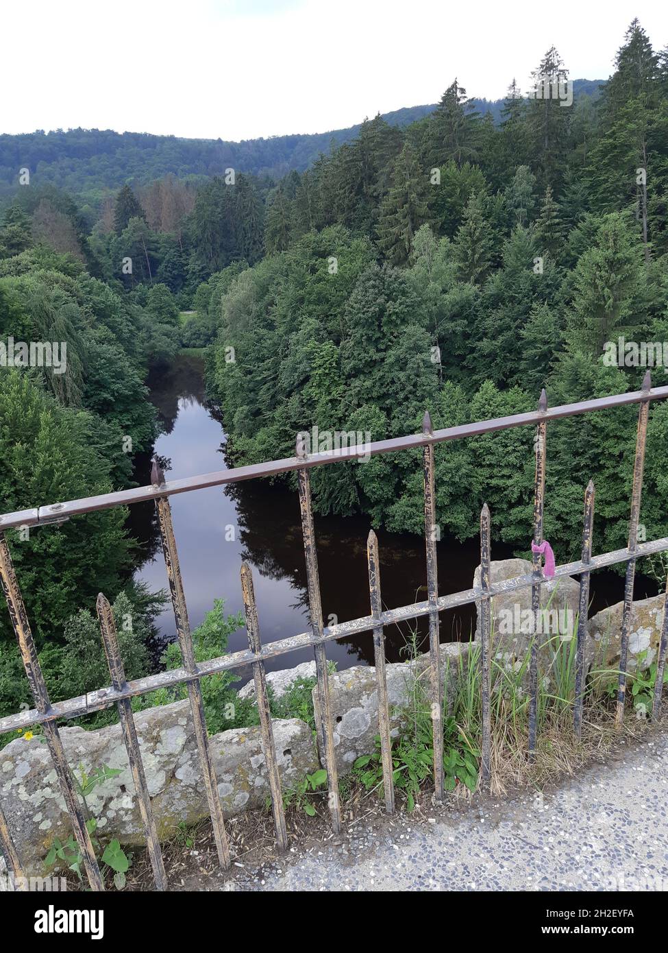 Blick von der Aussichtplattform auf den Externsteinen auf dieUmgebung Stock Photo