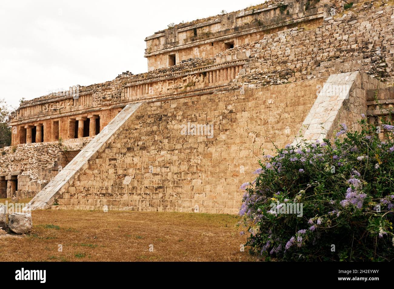 The Palace or El Palacio at the Mayan ruins of Sayil, Puuc Route, Yucatan, Mexico Stock Photo