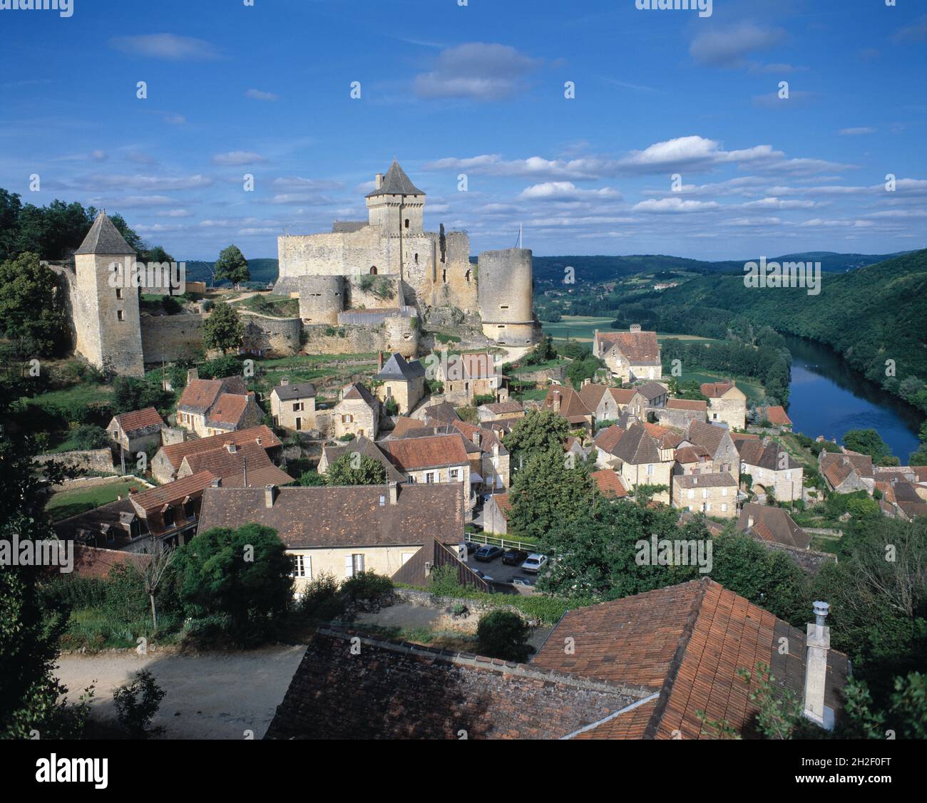 France. Aquitaine. Dordogne. Castelnaud-la-Chapelle Castle. Stock Photo