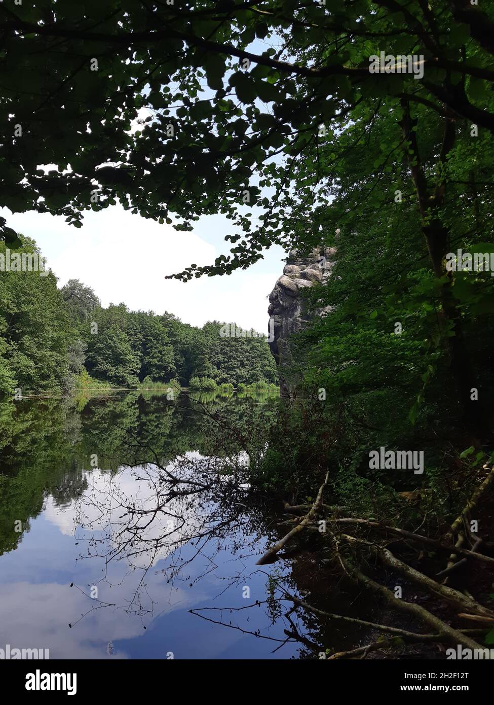 Flusslauf bei den Externsteinen Stock Photo