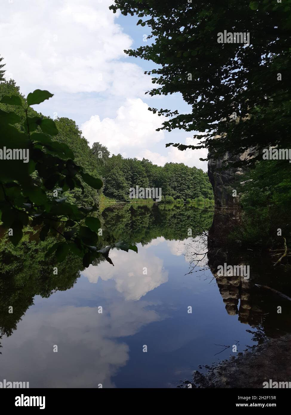 Flusslauf bei den Externsteinen Stock Photo