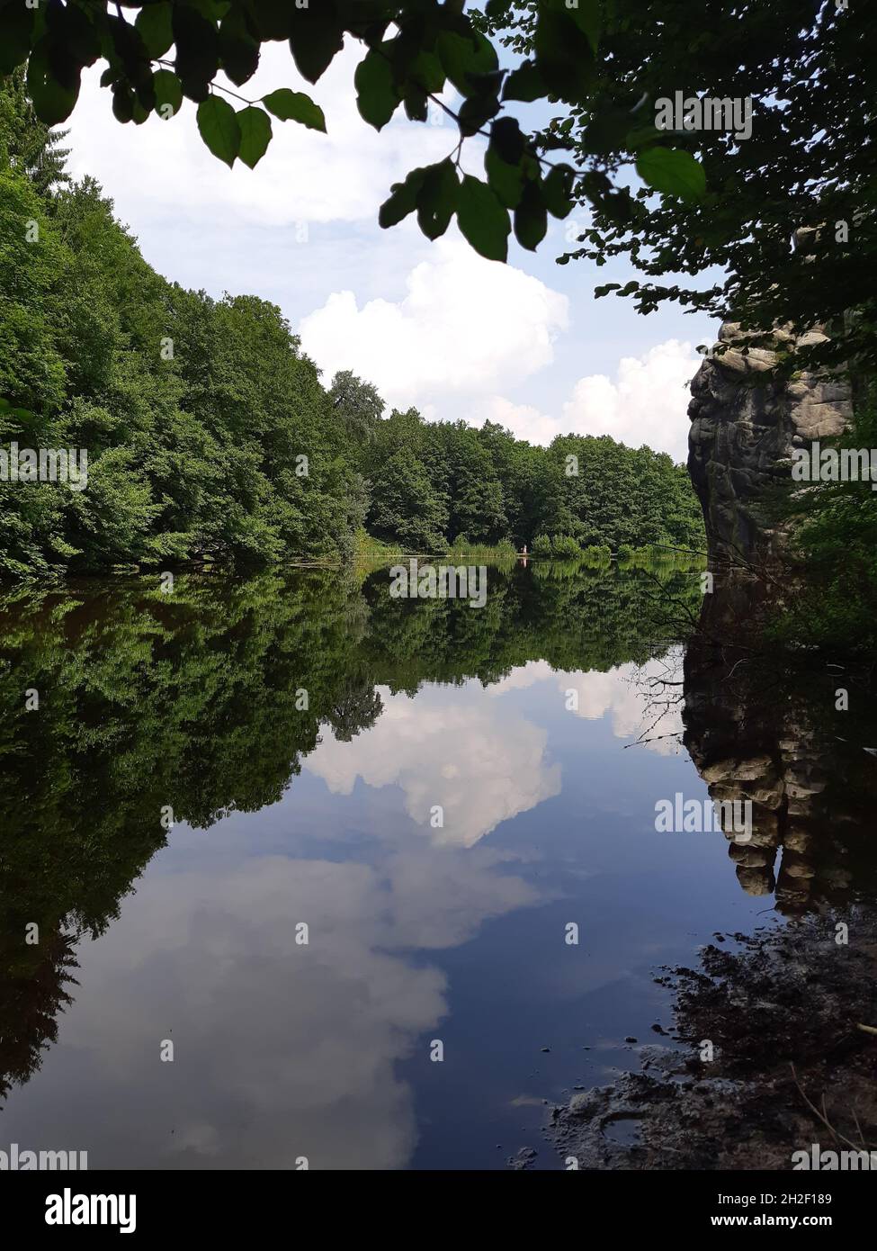 Flusslauf bei den Externsteinen Stock Photo