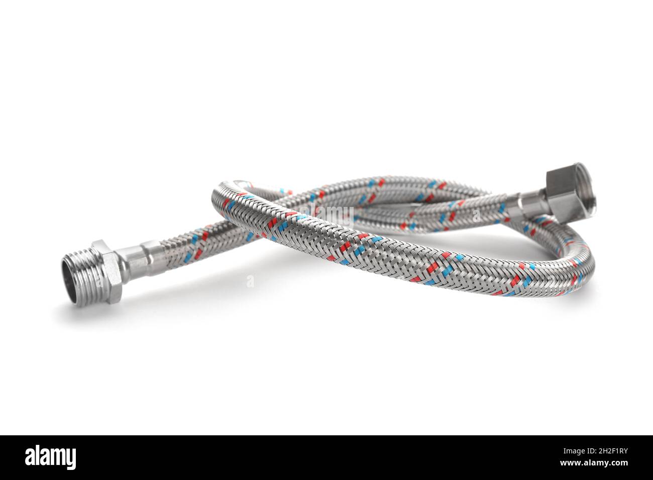 New flexible hose on white background. Plumber's supply Stock Photo Alamy