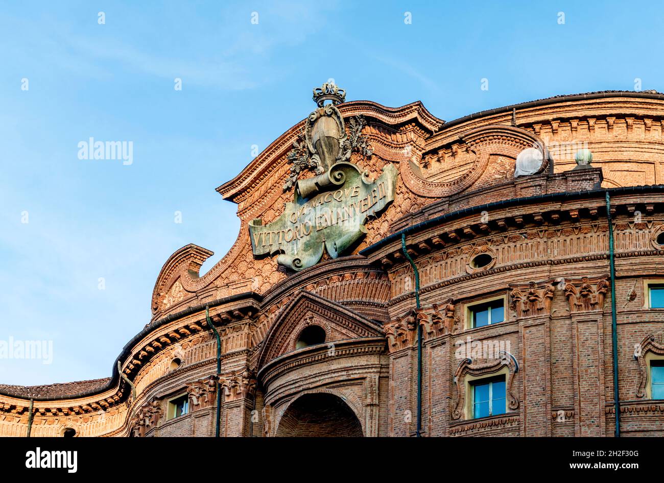 Palazzo Carignano, historical building in the centre of Turin, Italy, built in 17th century for Savoy family, now house of the Museum of Risorgimento Stock Photo