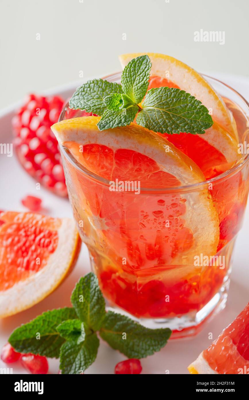 Grapefruit and pomegranate cocktail or mocktail, refreshing summer drink Stock Photo Alamy