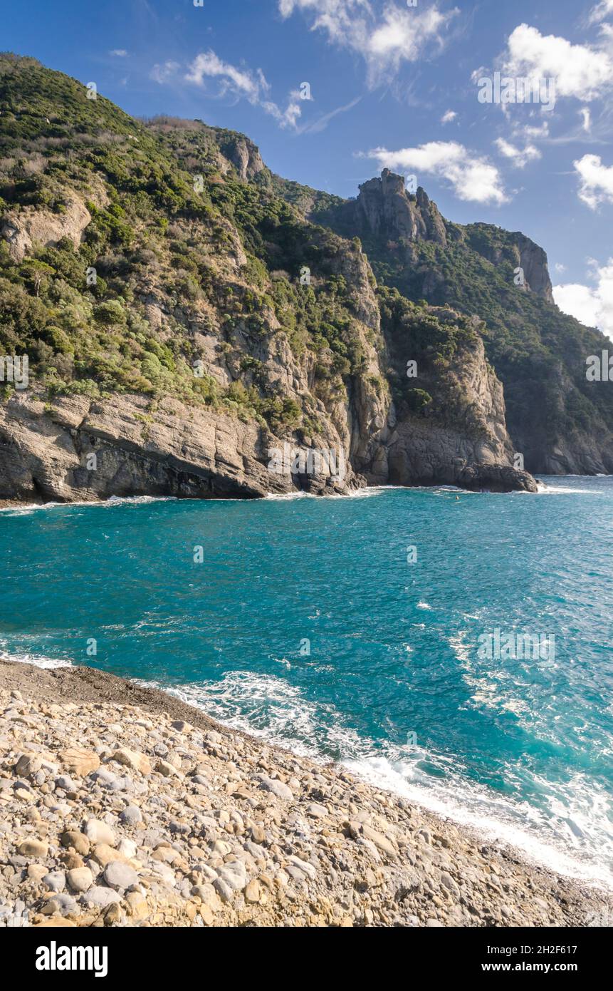 Punta Chiappa, stretch of coast on the Portofino promontory in Genoa in  Liguria Stock Photo - Alamy