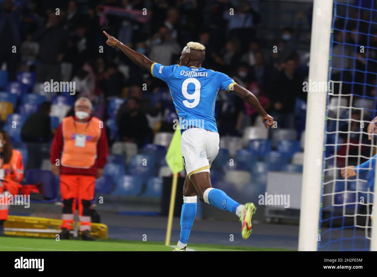 Naples Campania Italy 21st Oct 2021 Victor Osimhen Of Napoli Scores And Celebrates With Teammates During The Europa League Football Match Ssc Napoli Vs Fc Legia Varsavia On October 21 2021 At The