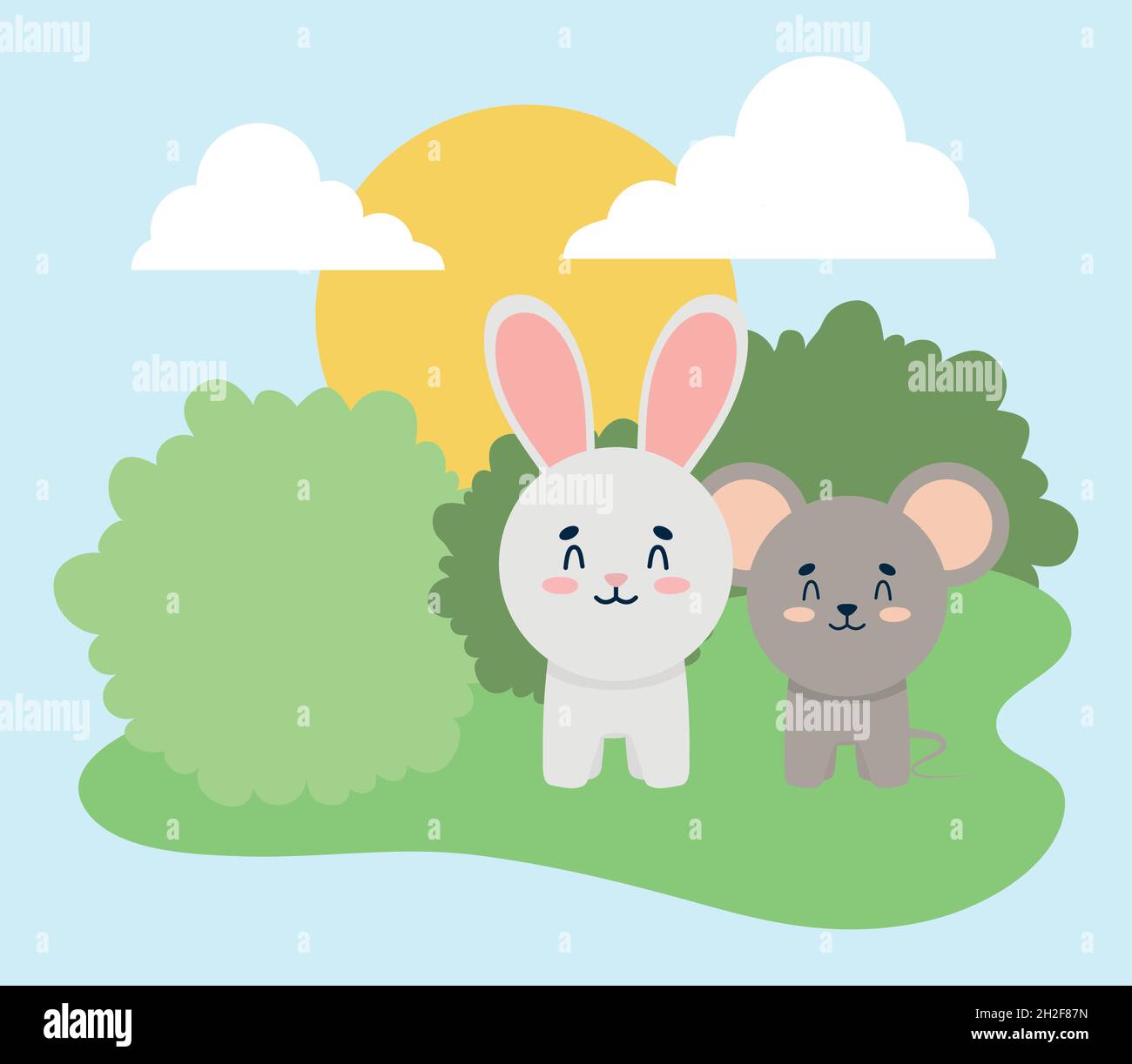 cute rabbit and mouse illustration Stock Vector Image & Art Alamy