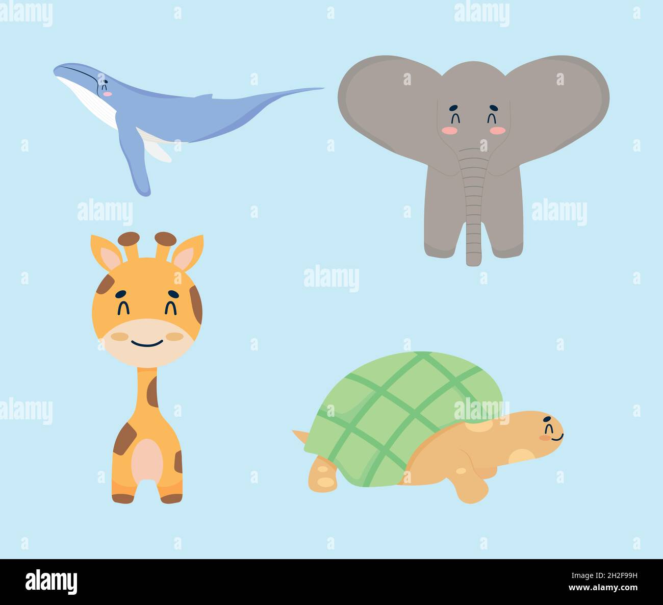 cartoon cute animals icon set Stock Vector Image & Art - Alamy