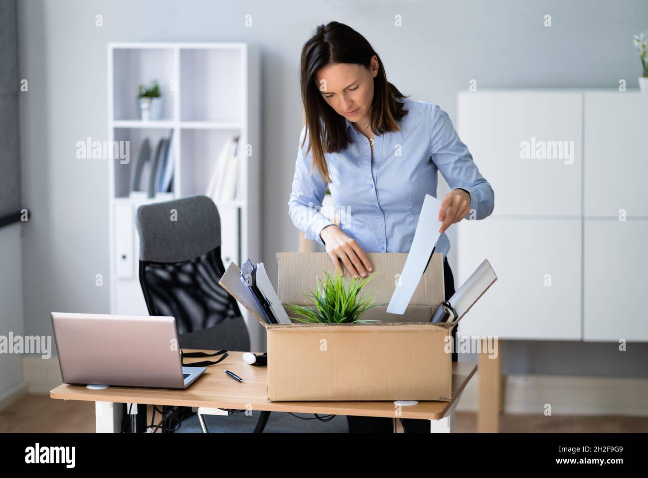 Resign From Job Or Fired Employee Moving Out Of Office Stock Photo