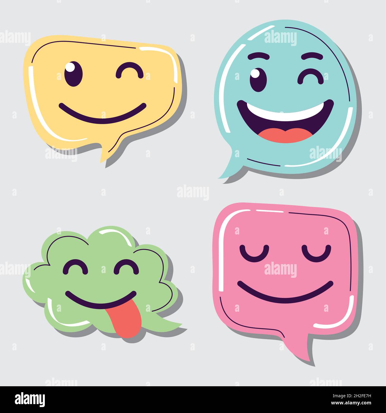 happy chat bubbles icon collection Stock Vector Image & Art - Alamy