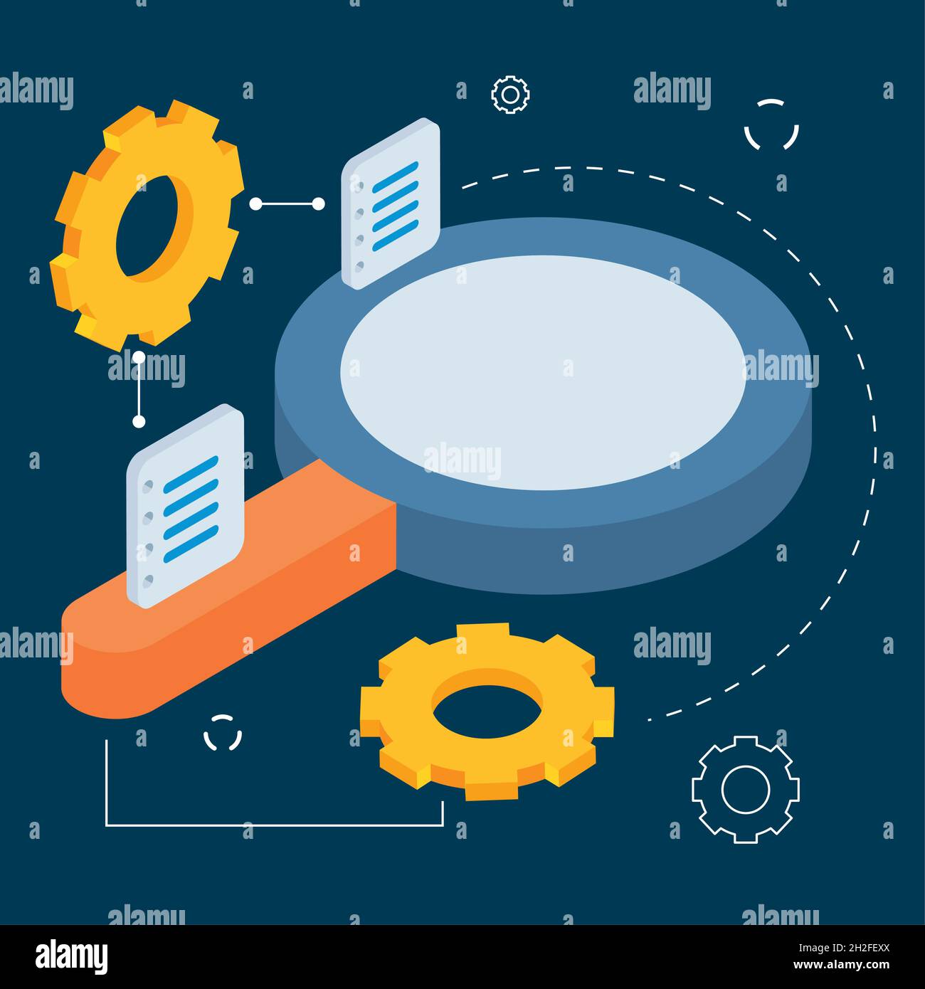 magnifying glass and industrial icons Stock Vector Image & Art - Alamy