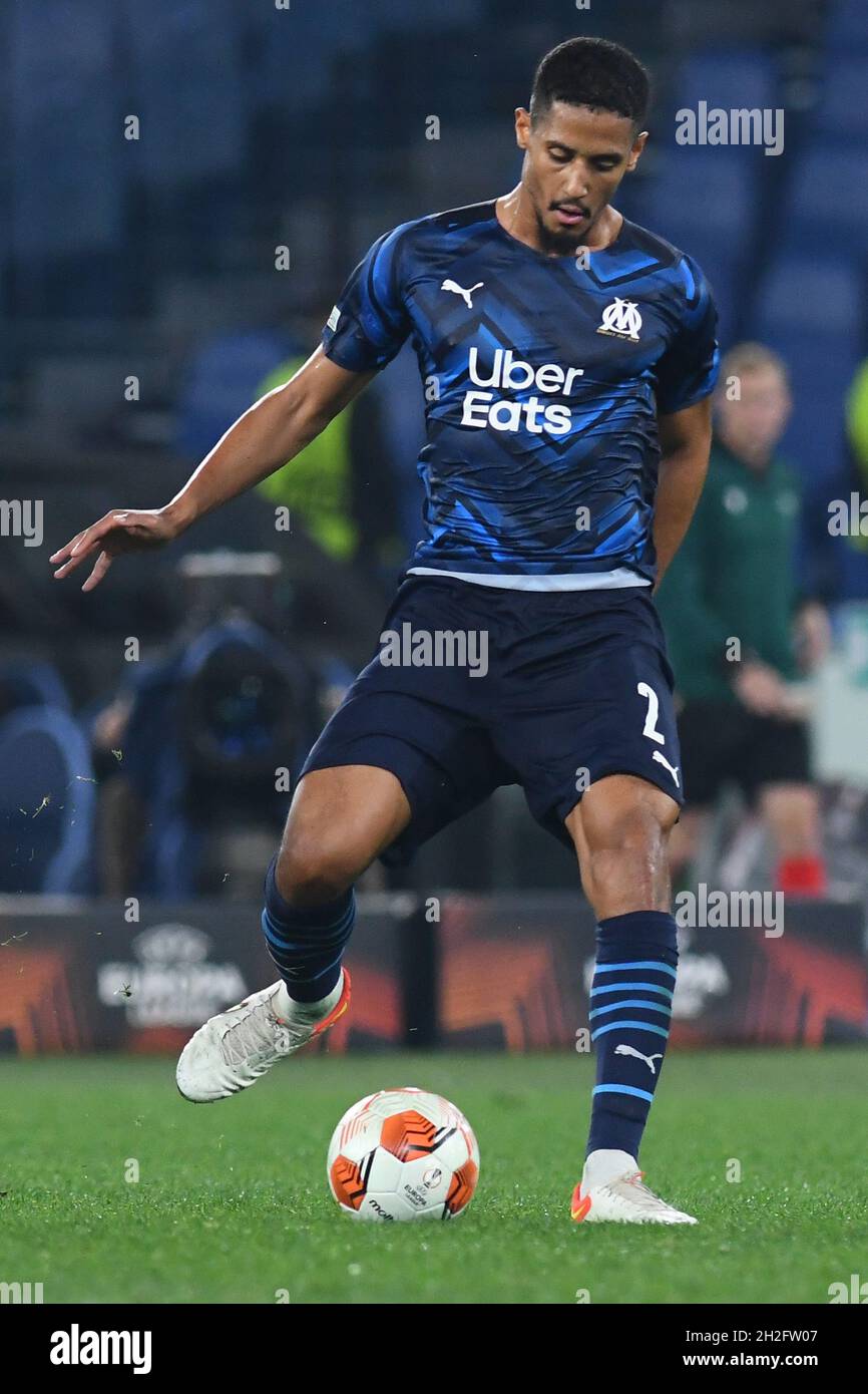 Rome, Lazio. 21st Oct, 2021. William Saliba of Olympique de Marseille  during the Europa League match between SS Lazio v Olympique Marseille at  Olimpico stadium in Rome, Italy, October 21st, 2021. Fotografo01