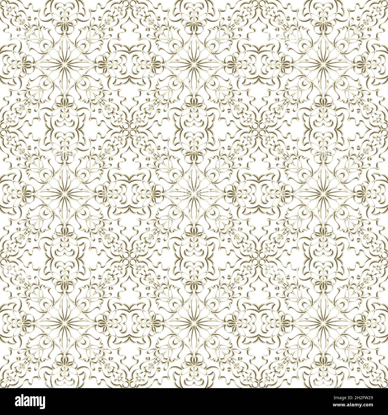 Seamless abstract geometric floral surface pattern in golden color with ...