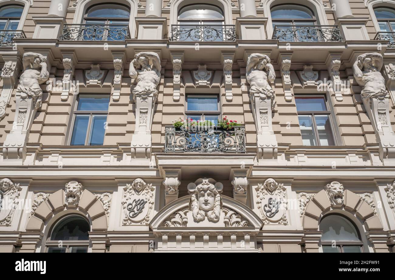 Art Nouveau architecture Buildings in Riga - Riga, Latvia Stock Photo
