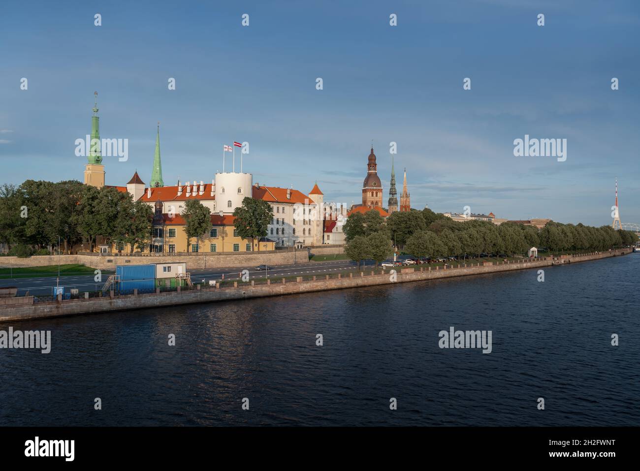 Riga Skyline with Riga Castle and Cathedral - Riga, Latvia Stock Photo