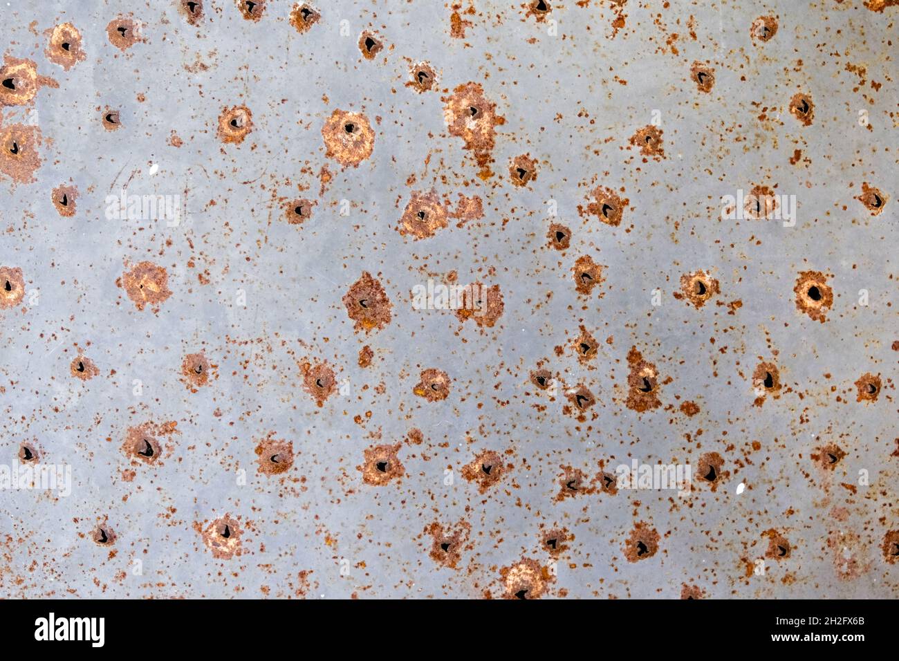 Rusted holes in sheet metal Stock Photo Alamy