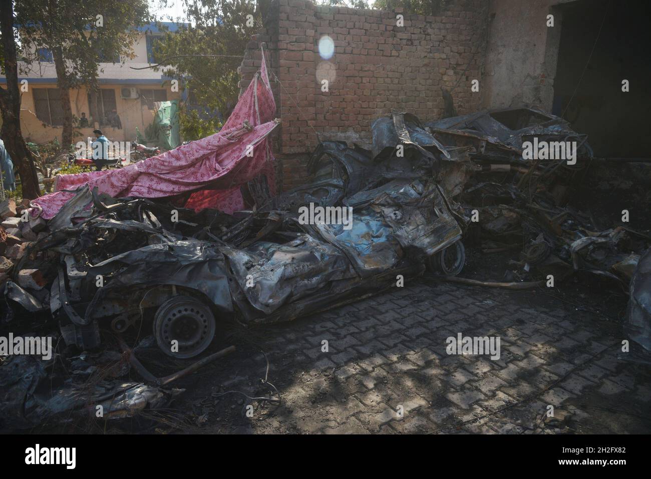 Lahore, Pakistan. 21st Oct, 2021. A view of destruction after broiler