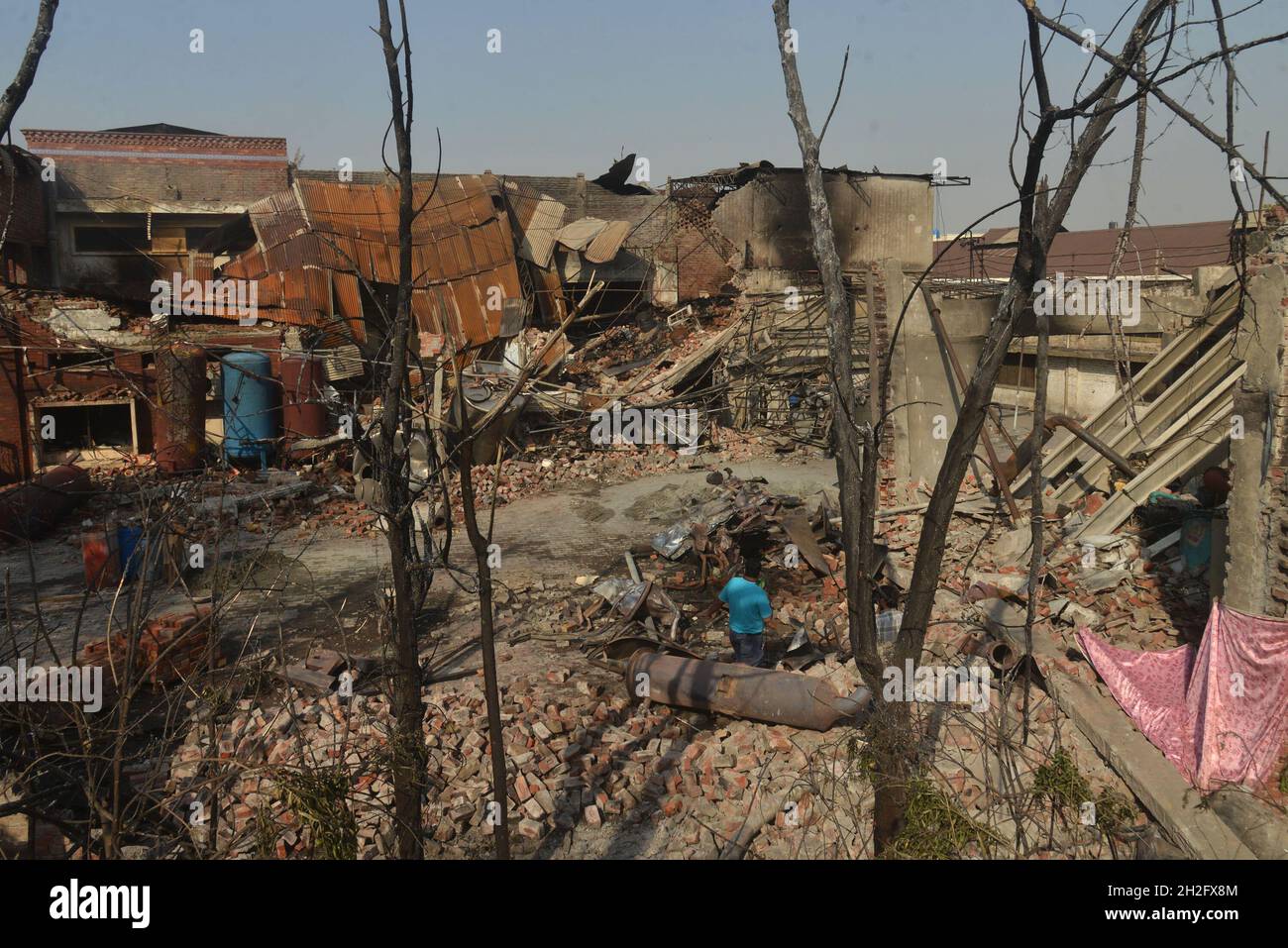 Lahore, Pakistan. 21st Oct, 2021. A view of destruction after broiler