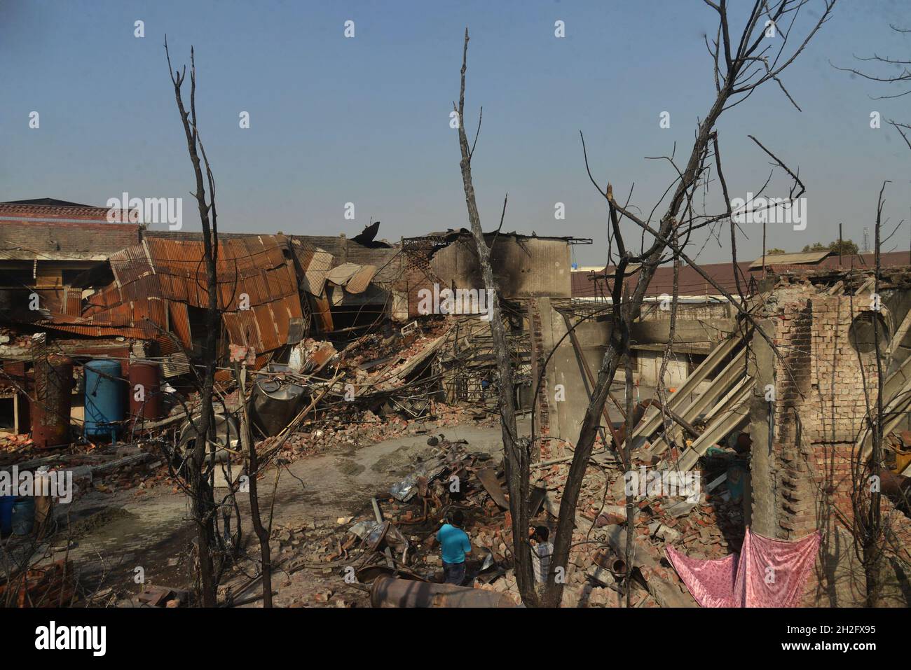Lahore, Pakistan. 21st Oct, 2021. A view of destruction after broiler