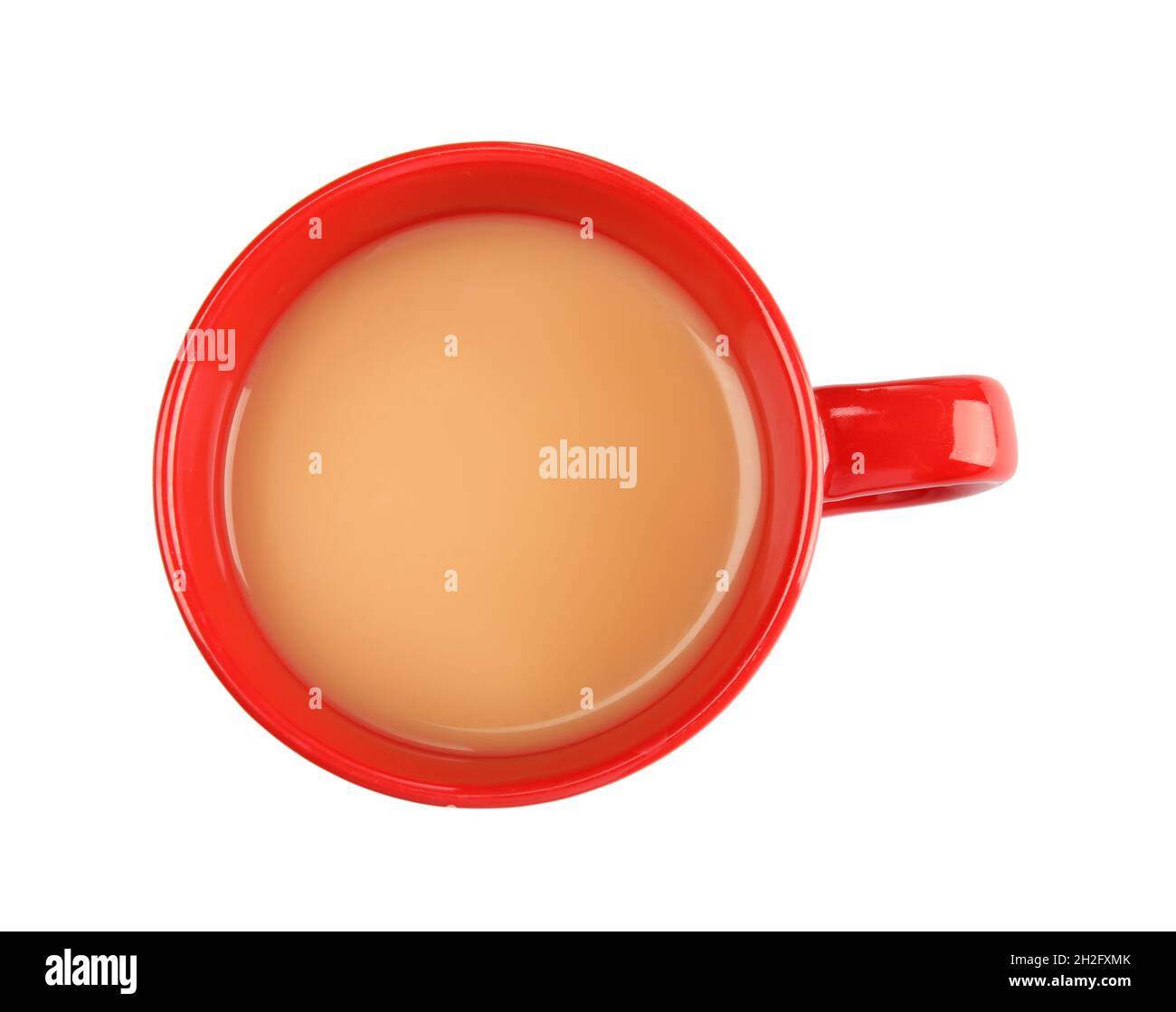 Cup with black tea and milk on white background Stock Photo Alamy