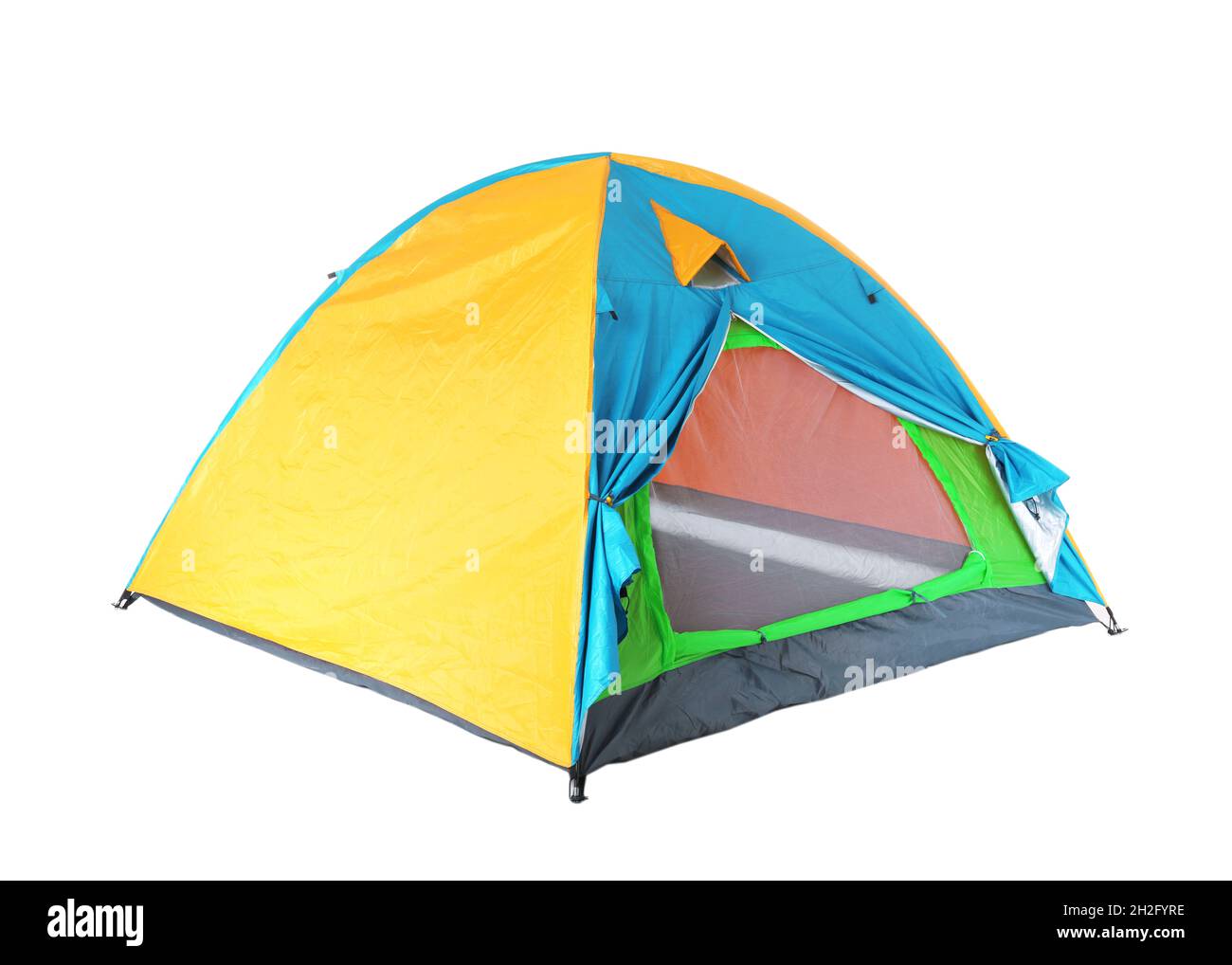 Colorful tourist tent on white background Stock Photo - Alamy
