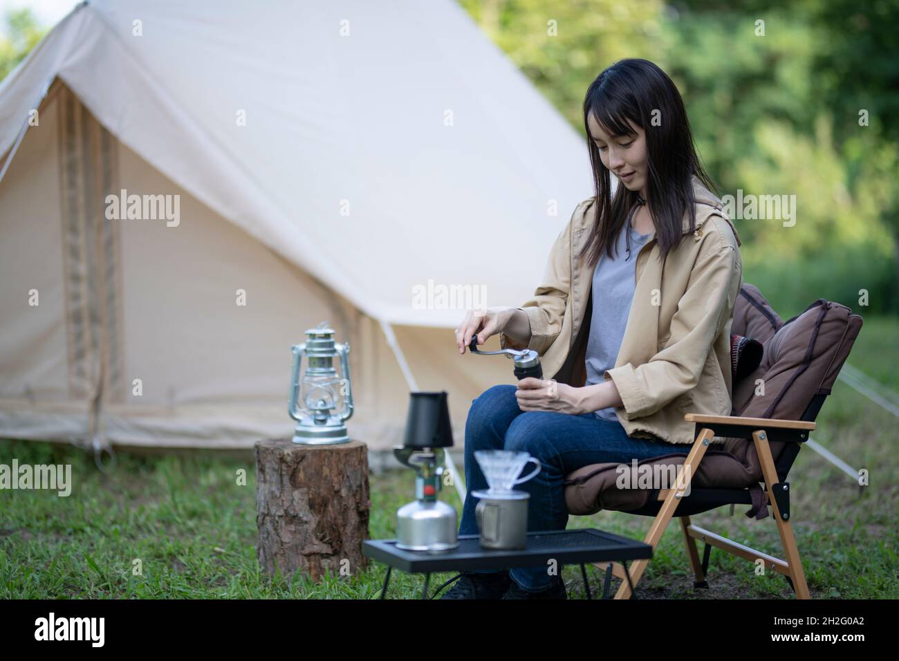 Solo Camping Stock Photo