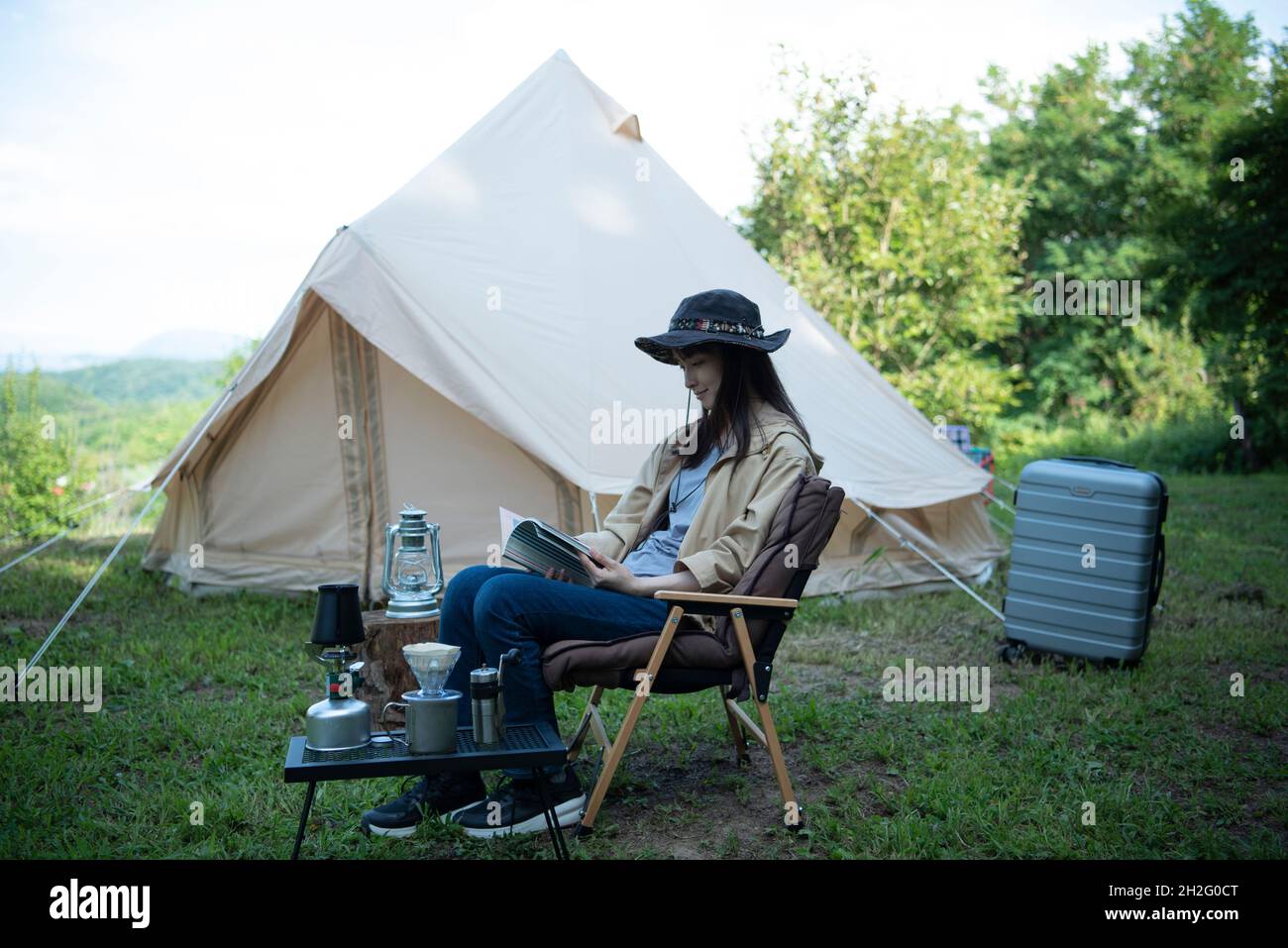 Solo Camping Stock Photo