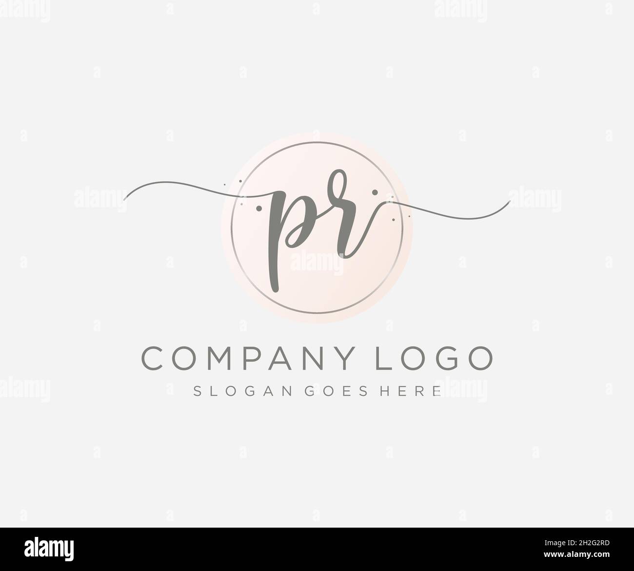 PR feminine logo. Usable for Nature, Salon, Spa, Cosmetic and Beauty Logos. Flat Vector Logo Design Template Element. Stock Vector