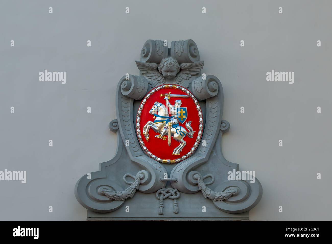 Coat of Arms of Lithuania with Vytis Knight - Lithuania Stock Photo